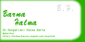 barna halma business card